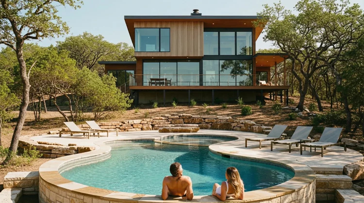 Couple enjoying pool service in Texas